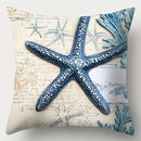 Axyaa Nautical Pillow Covers - Sea Turtle, Seahorse, Starfish & Whale Designs, Zip Closure