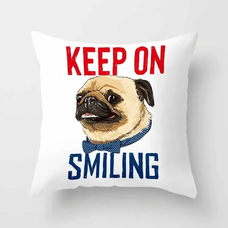 Cute Pug Bulldog Pillowcase for Living Room Decor - Axyaa Home Decor