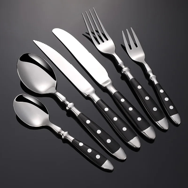 Axyaa Stainless Steel Dining Cutlery Set with Wooden Handles