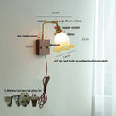 Axyaa Brass Walnut Wood Glass Wall Sconce LED Lamp Rotation Stair Light