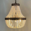 Axyaa Nordic Wooden Bead LED Chandelier, Retro Attic E27 Pendant Lamp