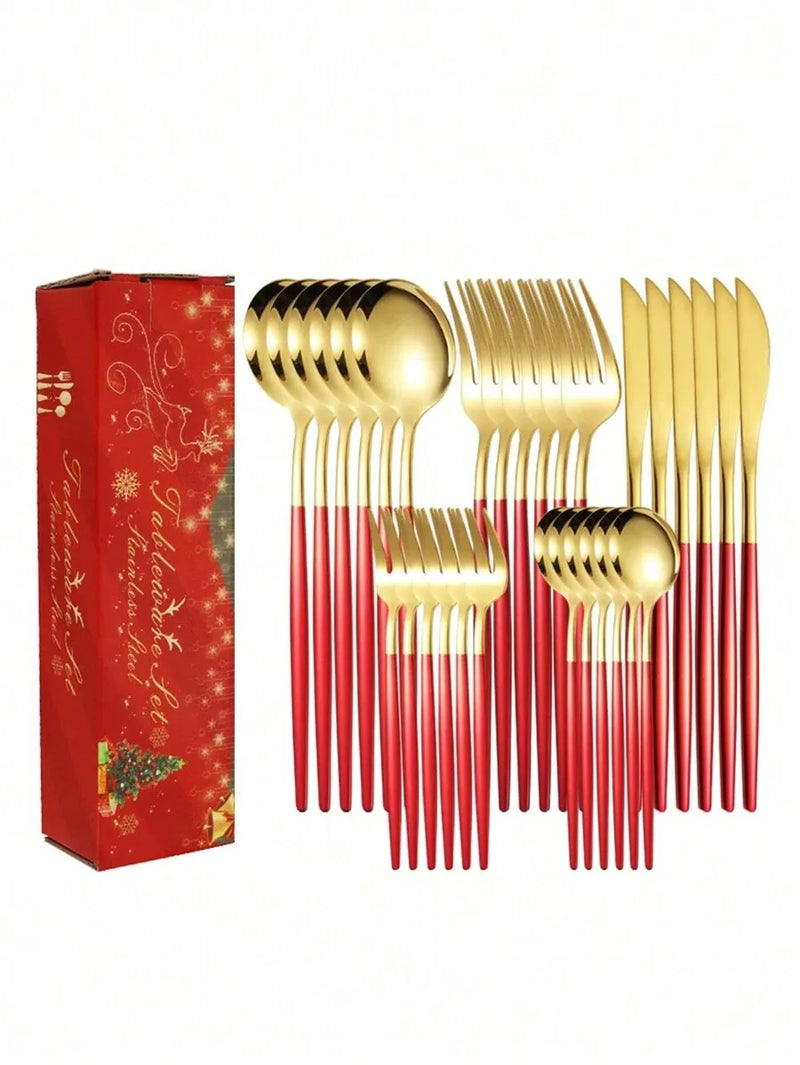 Axyaa Stainless Steel Holiday Tableware Set for Festive Gift Giving.