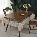 Axyaa Waterproof Clear PVC Lace Tablecloth for Dining Table Outdoor Party Decor