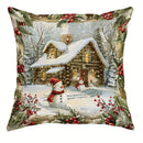Axyaa Christmas Cabin & Snowman Pillow Covers for Sofa, Bedroom, Car