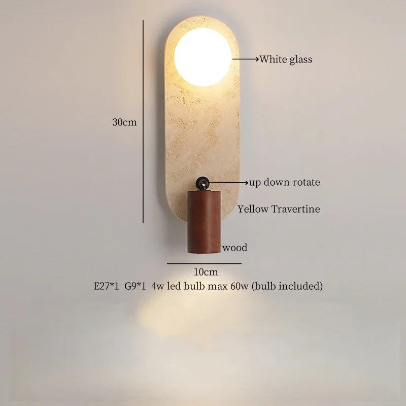 Axyaa Wood Glass LED Wall Sconce - Nordic Modern Stair Lights for Bedroom & Bathroom