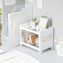Axyaa Double Layer White Desktop Storage Rack for Desk Organization
