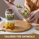 Axyaa Glass Overnight Oats Containers - Airtight Wide Mouth Mason Salad Jars