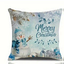Snowman Winter Pattern Pillow Cover by Axyaa for Sofa Bedroom Car Home Decor
