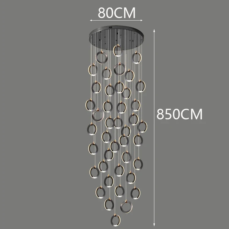 Axyaa Staircase Chandeliers: Modern LED Pendant Light Lamps for Living Room