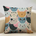 Axyaa Cat Pillow Case: 45x45cm Linen Decorative Cushion Cover for Home Decor