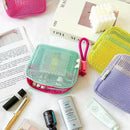 Axyaa Square Mesh Cosmetic Bag with Zipper: Portable, Multi-purpose Makeup Storage Case