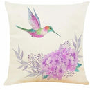 Axyaa Watercolor Hummingbird & Flower Cushion Cover 45X45cm Farmhouse Decor