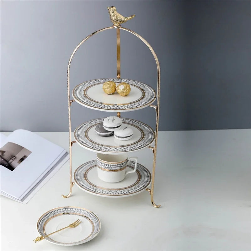 Axya Light Luxury Gold Cake Dessert Rack Set Table Tea Break Shelf