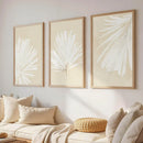 Beige Palm Leaf Prints Set, Boho Abstract Decor, Minimalist Tropical Art, Frameless Wall Decor, Axyaa