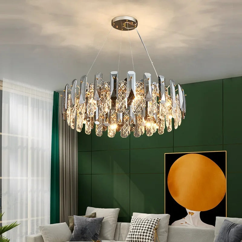 Luxury Crystal LED Chandelier for Room Decor by Axyaa - Modern Ceiling Pendant Light