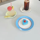 Axyaa Blue Red Line Dining Plate, French Dish, Dinner Plate, Salad Bowl