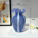 Axyaa Striped Glass Vase with Wavy Edge - Vintage Floral Arrangement Accessories