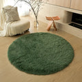 Axyaa Kids Bedroom Plush Rug: Circular White Fluffy Carpet for Nursery & Play Mat