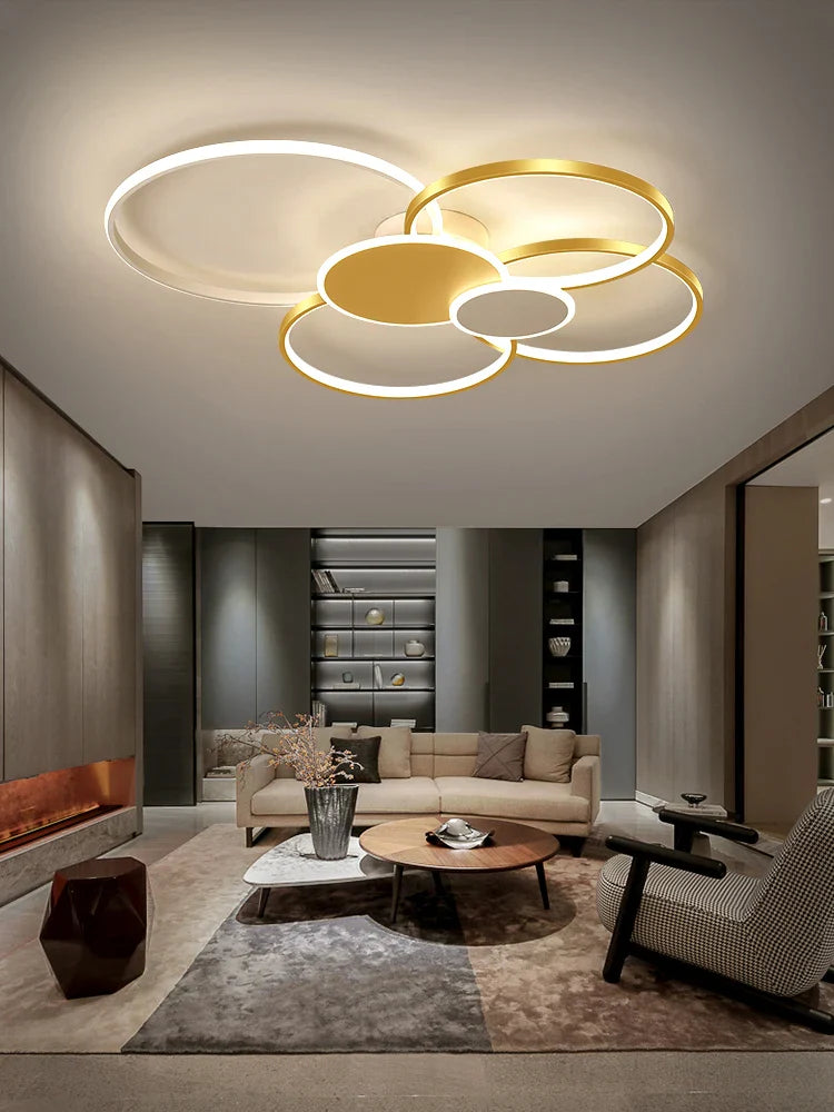 Nordic Round LED Ceiling Chandelier by Axyaa for Home Decor Lighting