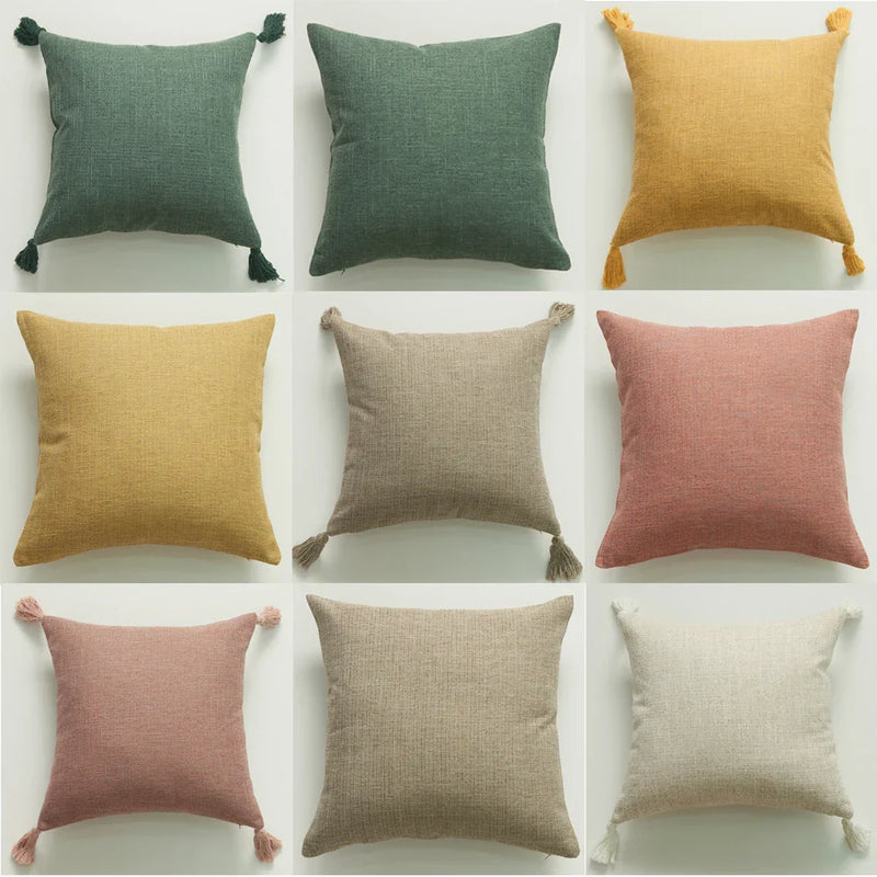 Axyaa Yellow Linen Cushion Cover for Home Sofa Car Bedroom Decoration