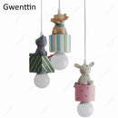 Axyaa Kids Animal Pendant Lamp: Rabbit Lion Cat Ceiling LED Lighting Gift