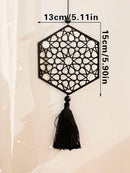 Wooden Ramadan Ornaments with Tassels - Axyaa Eid Mubarak Decor