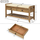Axyaa Entry Shoe Bench with Cushioned Seat, 2 Drawers & Slatted Shelf