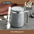 Axyaa Double-layer Insulated Coffee Mug with Folding Spoon