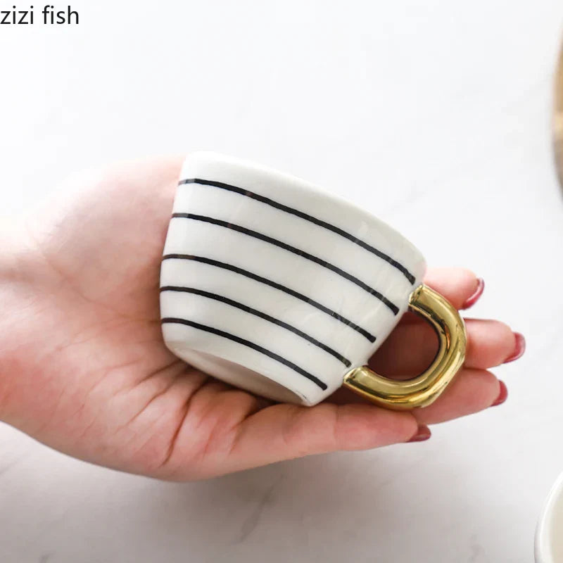 Axya Geometric Pattern Ceramic Coffee Mug Set