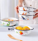 Axyaa Dinosaur Kids Bowl, 5-inch Double Eared Porcelain Snack Bowl