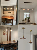 Axyaa Walnut UFO Chandelier: Modern Minimalist Pendant Lamp for Dining Room & Bedroom