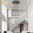 Axyaa Industrial Spiral Staircase Chandelier Pendant Light for Loft Duplex Double-Height Ceiling