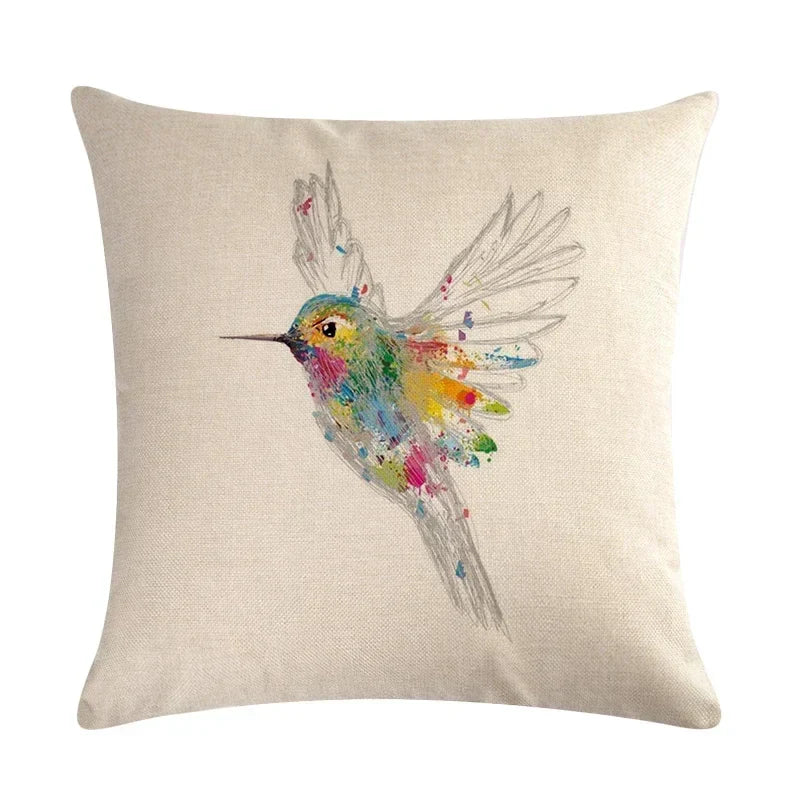 Axyaa Palm Bird Linen Cushion Cover - 45x45cm