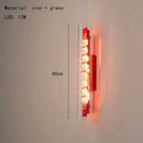 LED Clear Glass Red Metal Wall Sconce 3000K by Axyaa