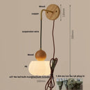 Axyaa LED Wall Sconce Walnut Wood Pull Chain Switch Art Light