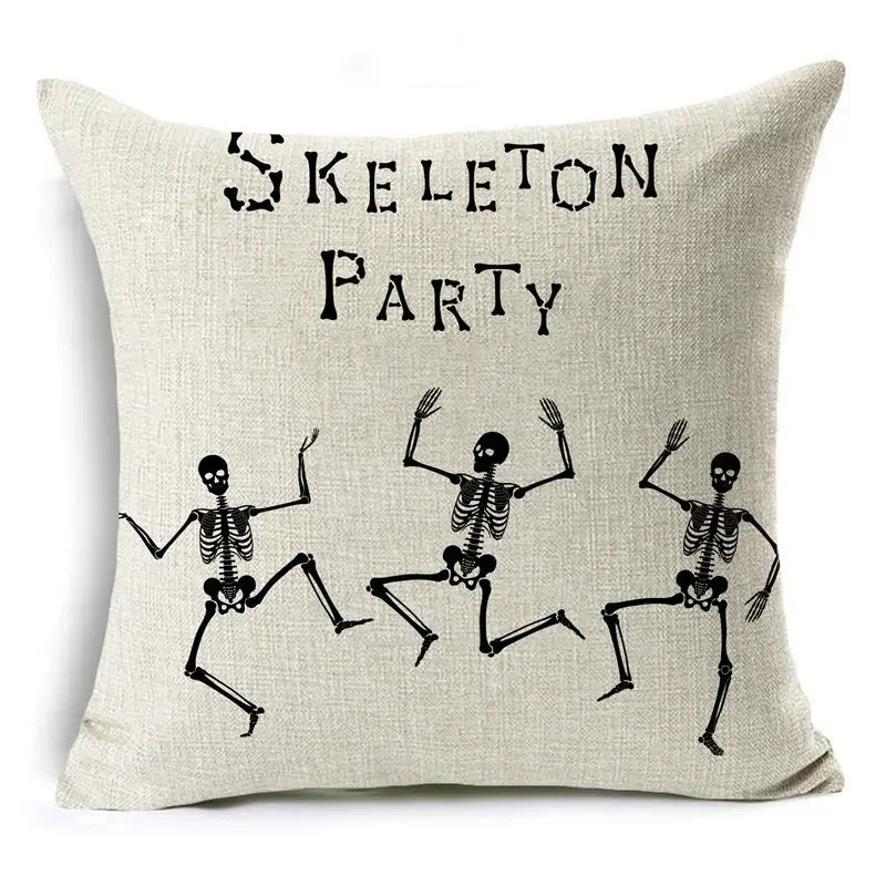 Axyaa Bone Cartoon Cushion Cover - Halloween Themed Decorative Pillow Case