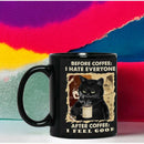 Axyaa Black Cat Coffee Mug, 11oz Ceramic Tea Cup