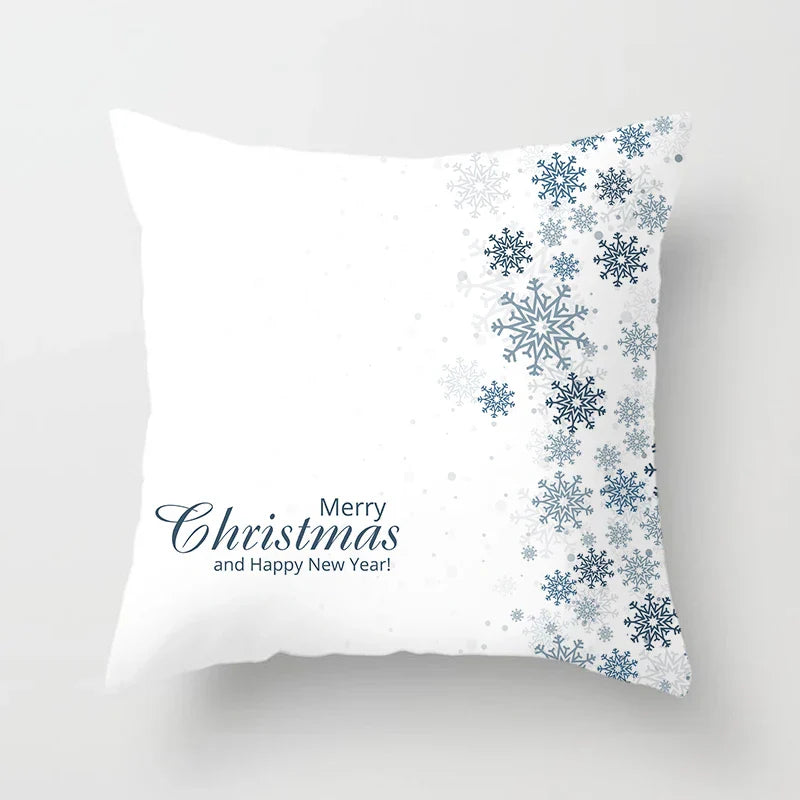 Blue Winter Snowflake Pillowcase for Stylish Christmas Decor by Axyaa