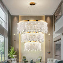 Axyaa Modern Crystal Chandelier Pendant Light for Living Dining Room - Luxury LED Fixture