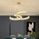 Axyaa Crystal LED Pendant Lights Remote Control Dimmable Steel Suspension Lamp
