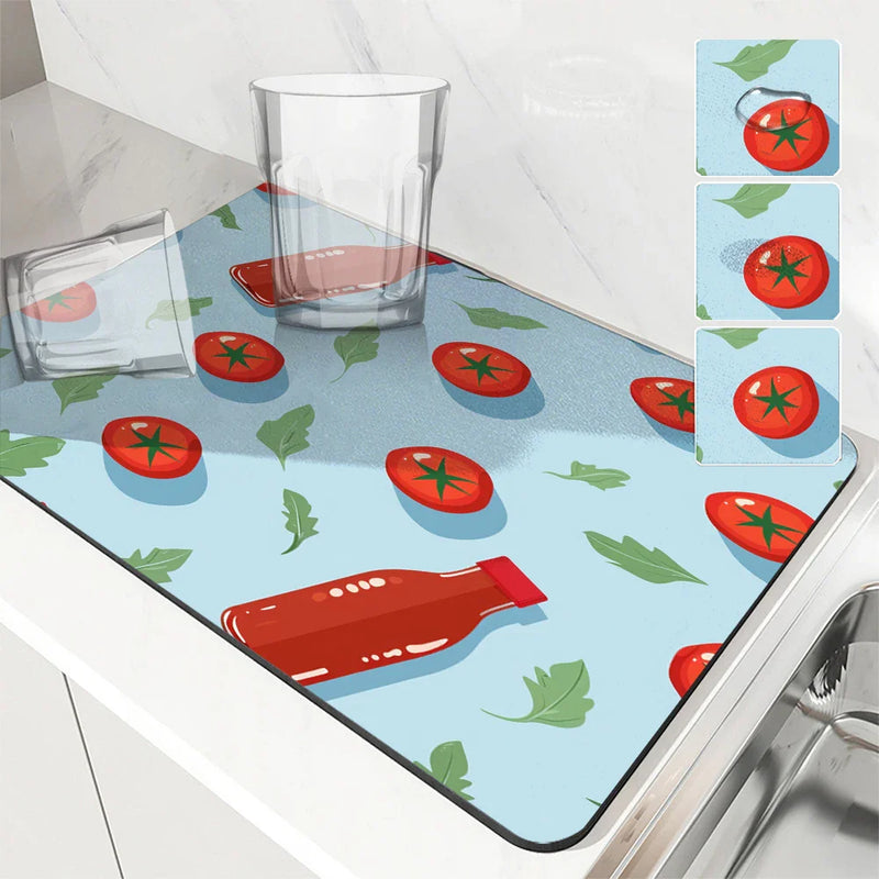 Axyaa Silicone Dish Drying Mat - Non-slip Heat Resistant Kitchen Counter Pad