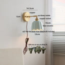 Axyaa Ceramic Copper LED Wall Lights with Pull Chain Switch for Bedroom Reading
