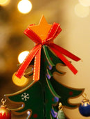Axyaa Handcrafted Wooden Christmas Tree Ornament Green Festive Table Centerpiece