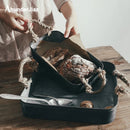 Axya Wrought Iron Storage Tray with Hemp Rope Handles for Kitchen and Photography