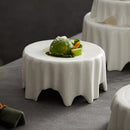 Axyaa Round White Plate - High Foot Plate, Artistic Conception, Irregular Western Food Plate