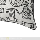 Axyaa Black & White Velvet Cat Embroidered Cushion - Modern, Simple, Children's Room