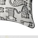 Axyaa Embroidered Cat Velvet Cushion, Modern Black & White Decorative Pillow