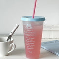 Axyaa Kawaii Bowknot Tumbler: Portable Cute Plastic Cup with Straw for Drinks