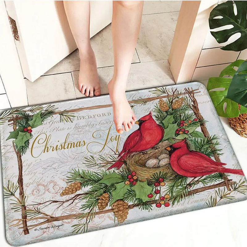 Axyaa Christmas Decoration Door Mat Non-Slip Floor Carpet for Home