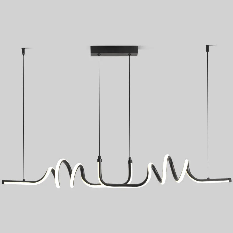 Axyaa Black LED Curved Chandelier for Dining Room, Kitchen, Living Room